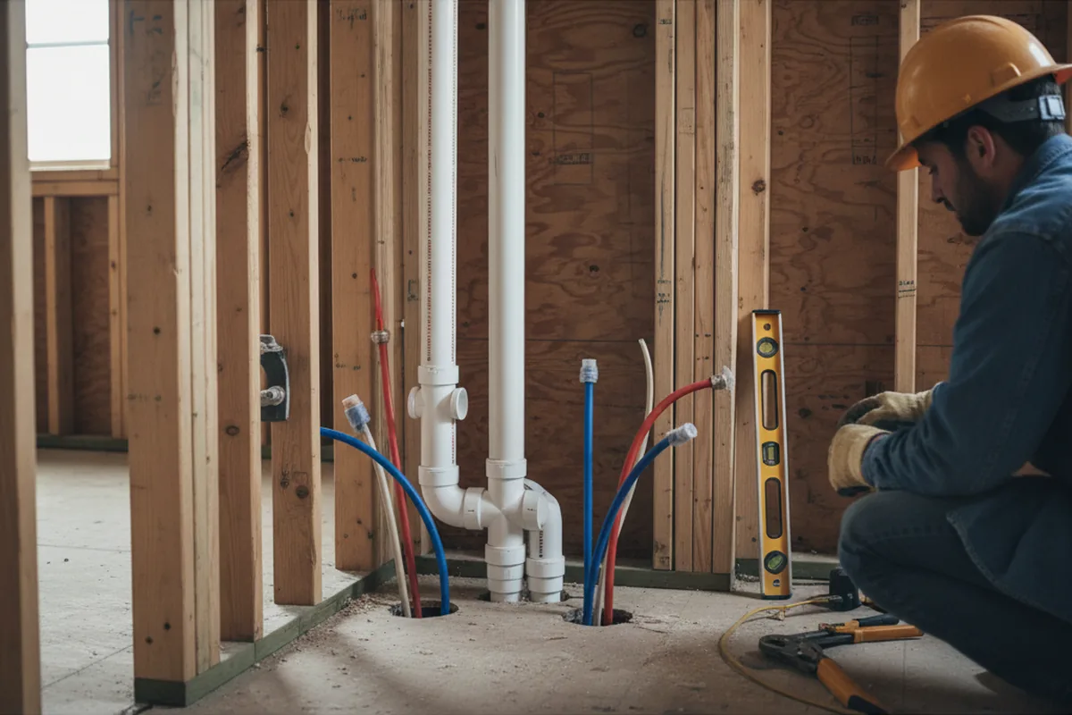 Drain and supply rough-in during Leak Detection in Kenyon