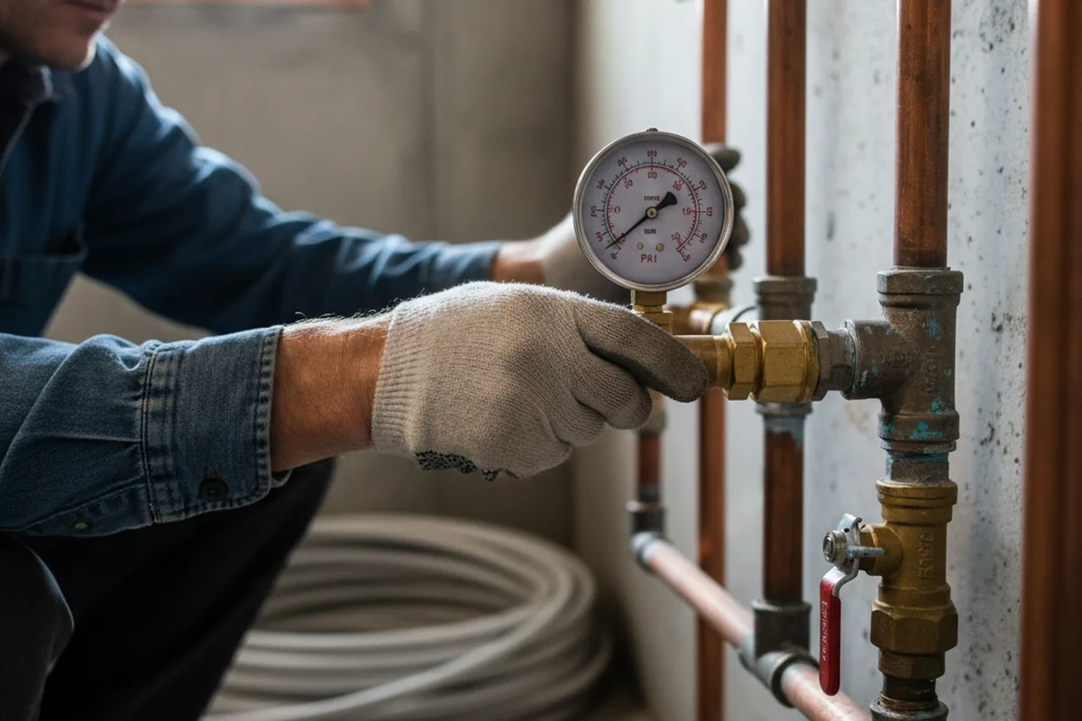 Pressure testing a repaired line during Water Line Repair in Kenyon